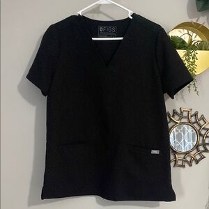 FIGS Women's Black V-Neck Scrub Top